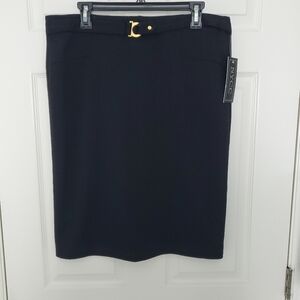 Black Pencil Skirt With Metal Embellishment